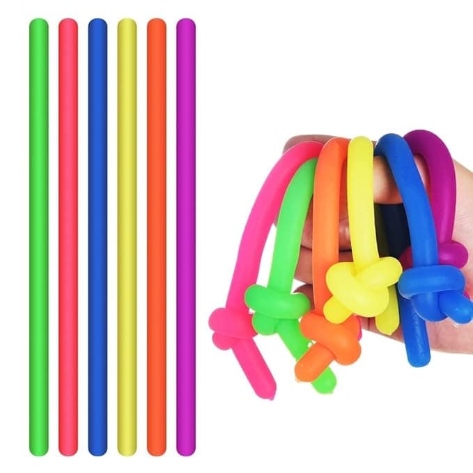 Bright silicone stretchy strings twisted together